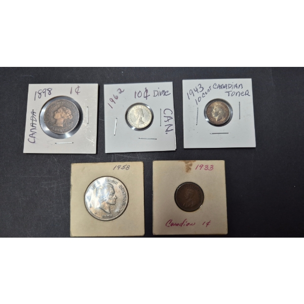 WORLD COINAGE LOT - 5 PCS - VARIOUS COUNTRIES SEE PICTURES FOR IDENTIFICATION