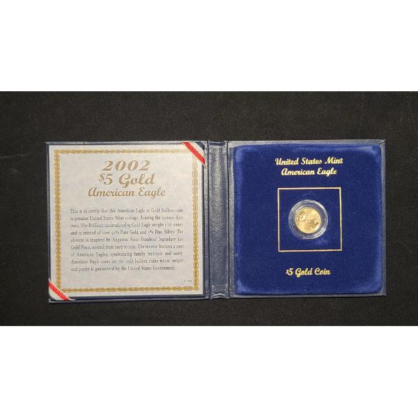 2002 US $5 1/10 Oz Fine Gold American Eagle Coin 