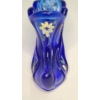 Image 2 : Vintage Fenton Cobalt Blue Hand Painted Artist Signed Glass Shoe
