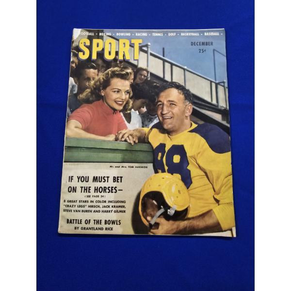 Sport Magazine December 1946 ft. Mr. & Mrs. Tom Harmon - Very Good Condition!