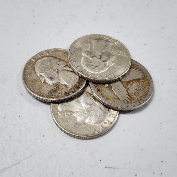 Four Assorted United States 90% Silver Quarters ~ $1.00 Face Value
