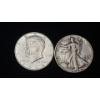 Image 1 : 1964 90% Silver Kennedy Half Dollar & 1940 90% Silver Walking Liberty Half Dollar - Face Value $1.00