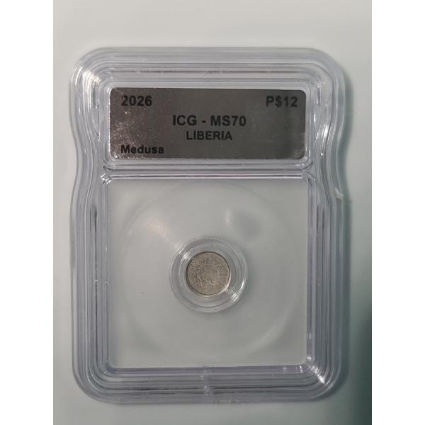  ICG MS70 2026 $12 Republic Of Liberia Medusa 1/1000 Oz .999 Platinum Coin 