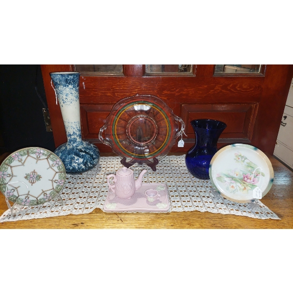Vintage 7 Pc Group Glass & Porcelain Items As Pictured - Great Condition