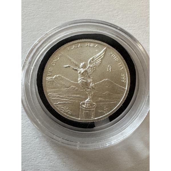 2018 Mexican Libertad 1/10 .999 Fine Silver Coin In Protective Holder - Mint Condition