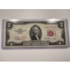 Image 1 : 1953 United States Thomas Jefferson $2.00 Bill Red Seal In Protective Holder 