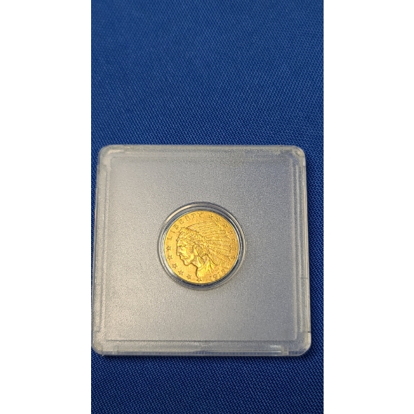 1915 U.S. Gold $2.50 Indian Head Coin In Coin Holder