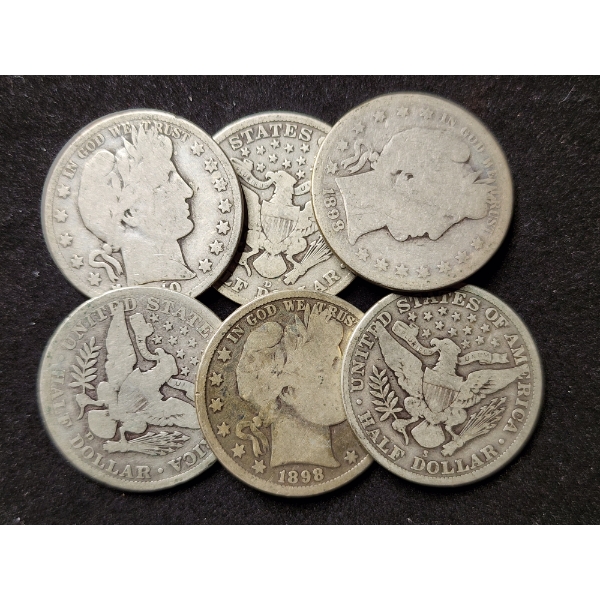 $3.00 Face Value in 90% Silver Barber Half Dollars - Assorted Years & Conditions!