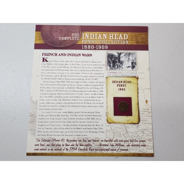 Bradford Mint Authenticated "The Complete Indian Head Penny Collection" 1882 Indian Head Penny 