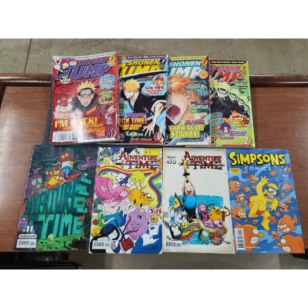 Four 2009 Shonen Jump Comic Magazines, Three Adventure Time Comics & A Simpsons Comic