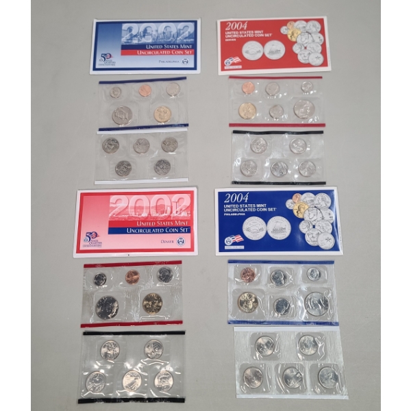 2002 & 2004 United States Mint Uncirculated Coin Sets