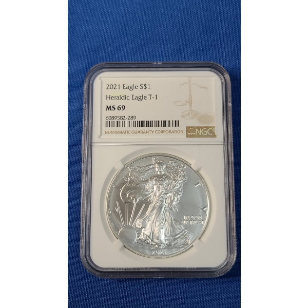 2021 NGC Heraldic Eagle T-1 MS 69 1 oz .999 Fine Silver American Eagle