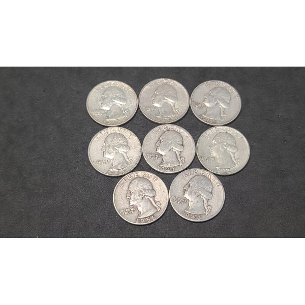 Assorted Years & Mint Marks 90% Silver Washington Head Quarters - Face Value: $2.00
