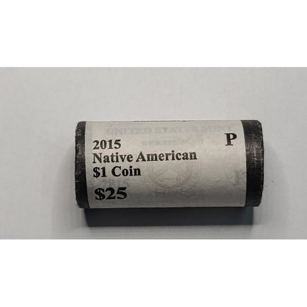 U.S Mint Wrapped Roll Of 2015-P "Mohawk Ironworkers" Sacagawea Dollars - Face Value $25