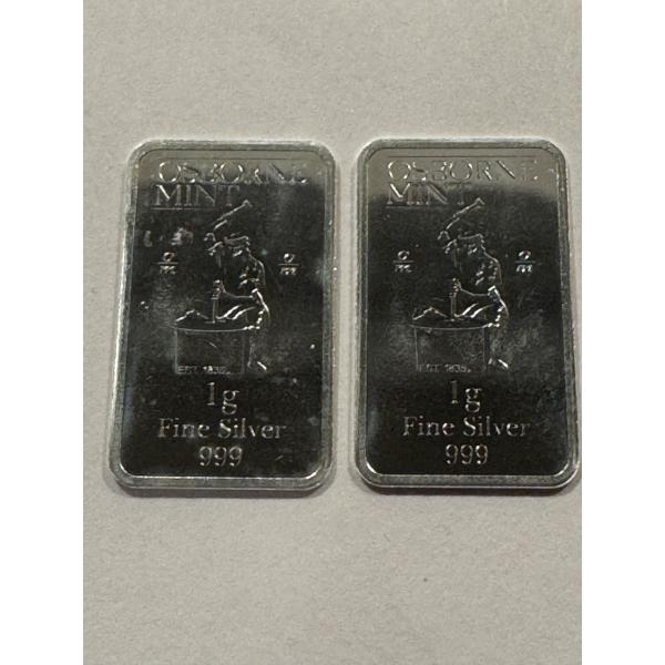 2 - RARE Osborne Mint .999 Fine Silver 1 Gram Bars - Mint Condition