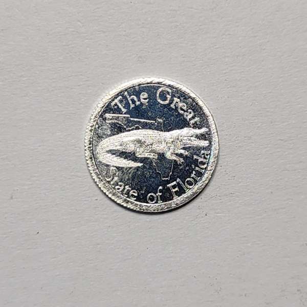 "The Great State of Florida" Gold Silver Naples: Gator 1 Gram .999 Fine Silver Round