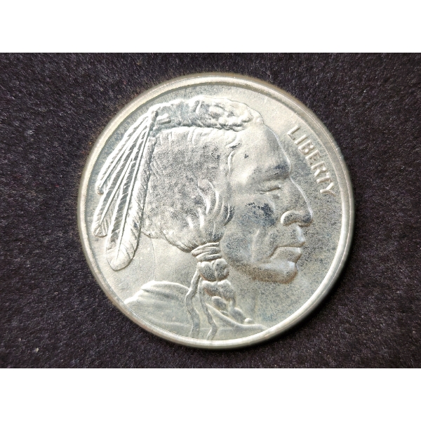 One Troy Ounce .9999 Fine Silver Buffalo Indian Round - 1 Oz Silver!
