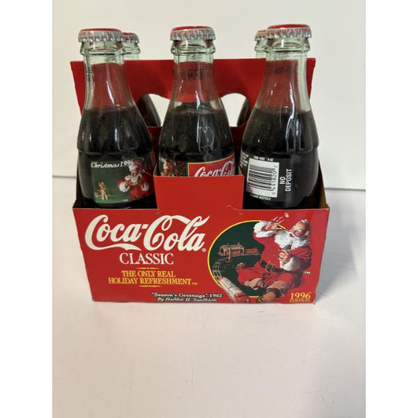 1996 Edition Coca-Cola Classic 6 pack Bottles - Christmas 1996 - 8 Fl oz each 