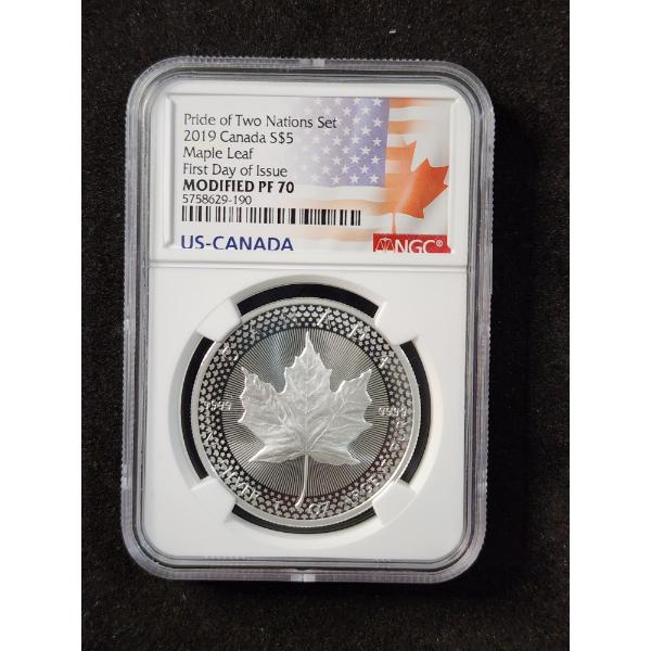 NGC PF70 Modified 2019 Canada Pride of Two Nations Set 1 Oz Silver Maple Leaf 