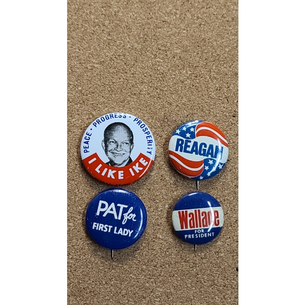 (4) Assorted Vintage Political Campaign Buttons
