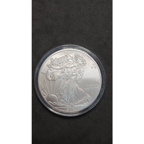 2025-W One Troy Ounce .999 Fine Silver American Eagle In Coin Capsule