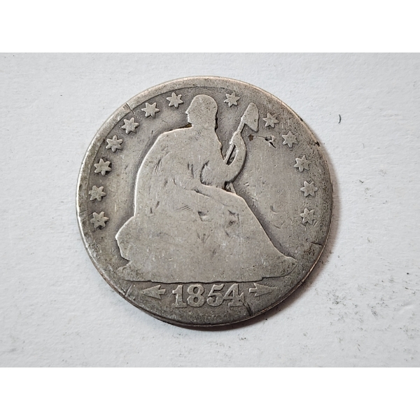1854-O U.S. Seated Liberty Half Dollar Type 3 - 90% Silver - Better Date 