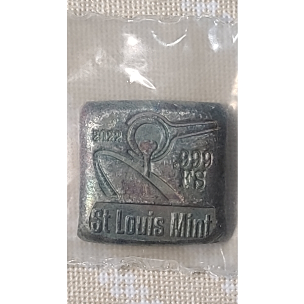 Vintage 2022 1 Troy Ounce .999 Fine Silver Hand Poured Bar From The St. Louis Mint