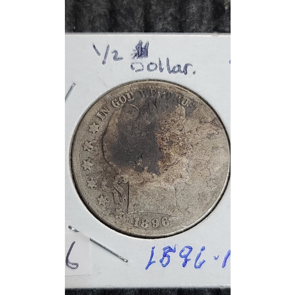 1896 Barber 90% Silver Half Dollar