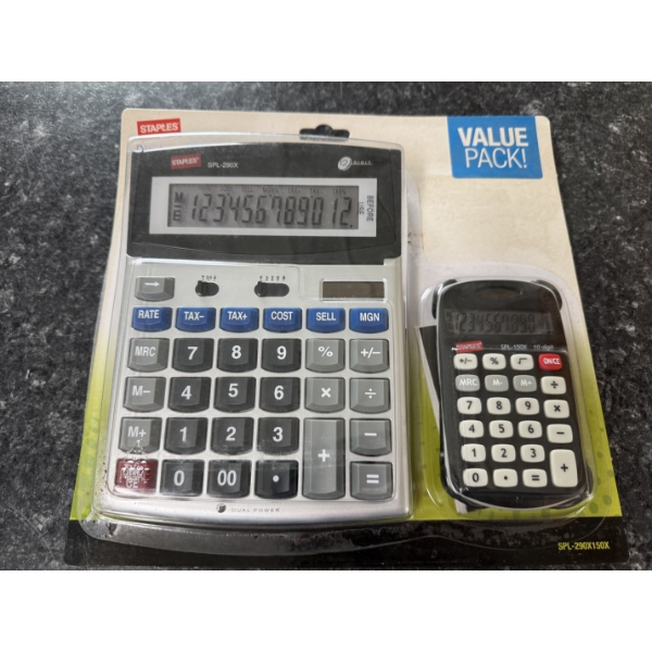 Brand New Staples Calculator Value Pack - Large & Small - Never Used