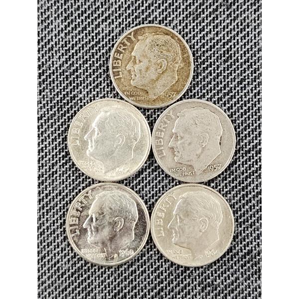 Assorted Roosevelt 90% Silver Dimes - FACE VALUE $0.50