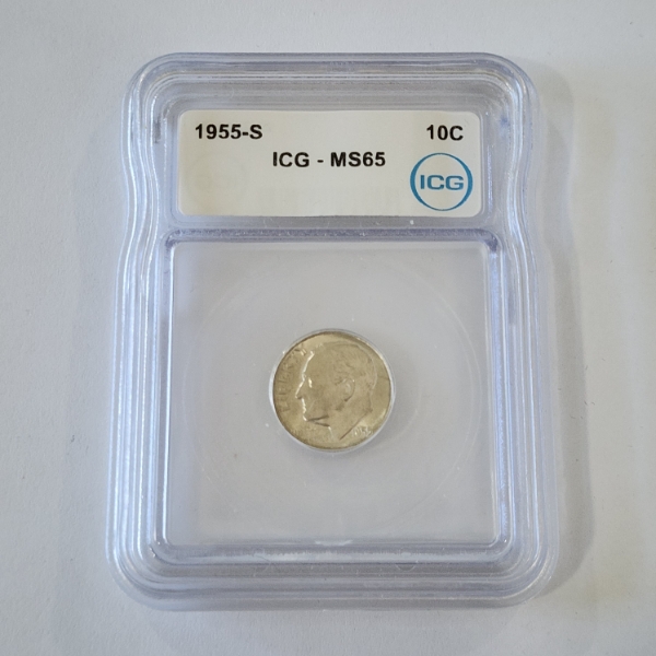 1955-S 90% Silver Roosevelt Dime - ICG MS65
