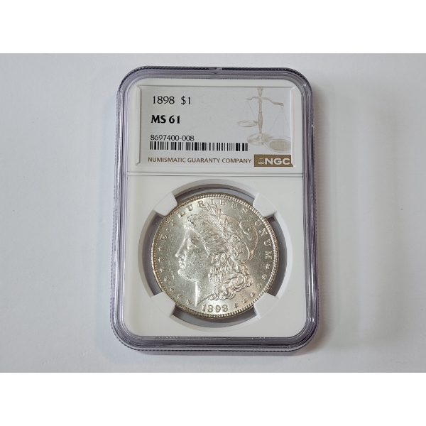 NGC MS 61 1898 90% Silver Morgan Dollar