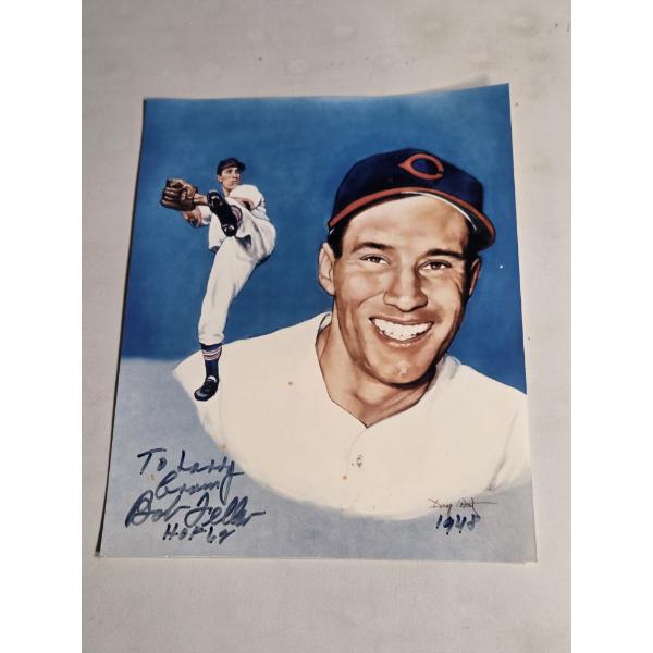Excellent Condition 1948 Autographed Bob Feller HOF 8'' x 10'' Photograph 