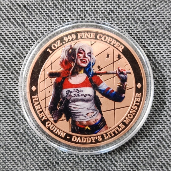 Harley Quinn Daddy's Little Monster 1 Oz .999 Fine Copper Round Light in the Darkness