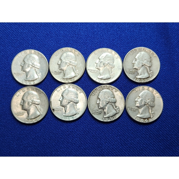 Assorted Years 90% U.S. Silver Quarters - Face Value $2.00