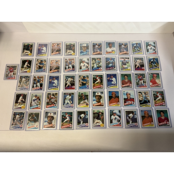 1985 Topps Baseball Cards in clear sleeves - 51 Cards total- Great Condition - Red Sox - Cubs 