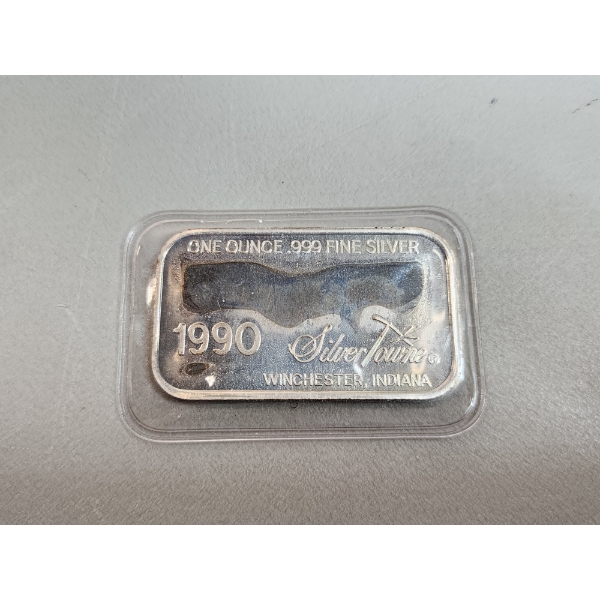 1990 SilverTowne "Happy Anniversary" One Ounce .999 Fine Silver Bar in Sealed Package