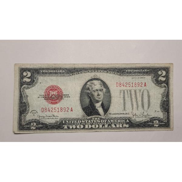 United States Series 1928 G $2 Red Seal Bank Note With Clark And Snyder Signatures - Face Value: $2.