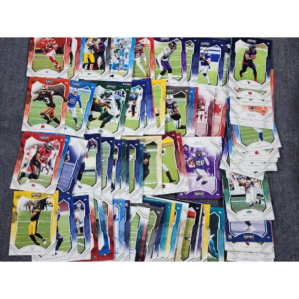 Large Assortment of Near Mint Football Trading Cards Ft. Names Like Mayfield, Mahomes, Namath & More