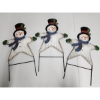 Image 1 : 3 Outdoor Metal Christmas/Holiday Snowmen Stakes - Approx. 19in Tall