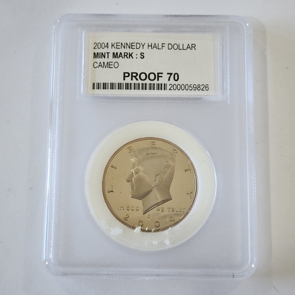 90% Silver U.S. 2004-S Kennedy Half Dollar Graded by PCC CAMEO PROOF 70