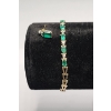Image 1 : 10K Gold 7.5" Chevron Link Tennis Bracelet & Single 10K Gold Emerald/Diamond Earring - Weight: 3.6g