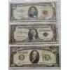 Image 1 : Assorted Treasury Notes - Red Seal $5, $1 Silver Note, $10 Chicago Federal Reserve Note - AFV $16