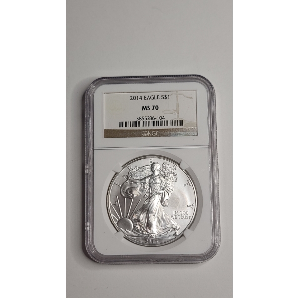 NGC 2014 MS 70 1 Troy Ounce .999 Fine Silver American Eagle