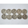 Image 4 : x10 Assorted Years & Mint Marks U.S. 90% Silver Mercury Dimes FV: $1.00