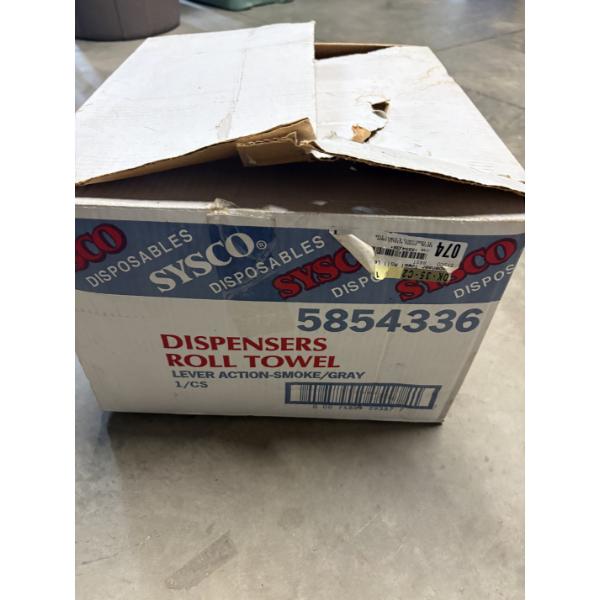 Sysco Paper Towel Roll Dispenser - Lever Action - Smoke/Gray - Open Box