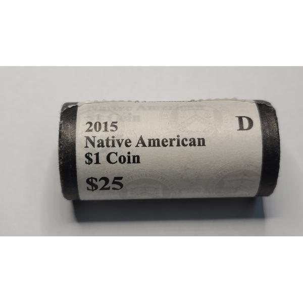U.S Mint Wrapped Roll Of 2015-D "Mohawk Ironworkers" Sacagawea Dollars - Face Value: $25.00