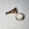 Image 4 : Two 10K Yellow Gold Ring, One w/ Ruby Gemstones & One Distorted Ring - TW: 8.1g 
