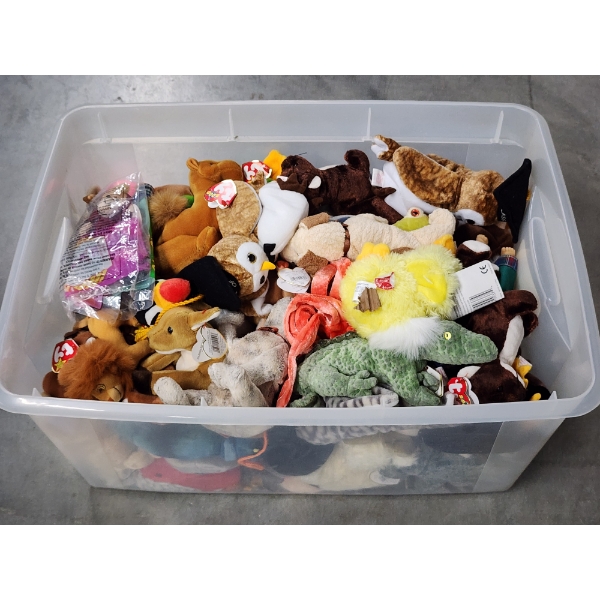 Tote Filled With Assorted TY Beanie Babies & Collectible Plush ~ TOTE INCLUDED!