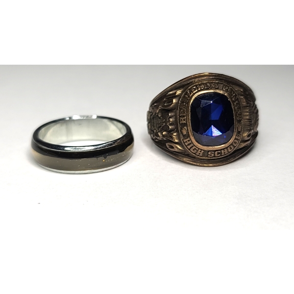 1976 Bethlehem Center Highschool Class Ring (Size 11) & Stainless Steel Mood Ring (Size 8)
